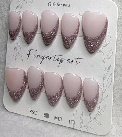 Handmade Cateye Frech Tip Nails Sized Small - Thumbnail 2