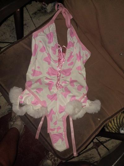 A Super Sexy Pink and White Bodysuit Fur Lingerie Outfit - Thumbnail 4