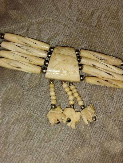 antique carved Ivory and Bone choker - Thumbnail 2