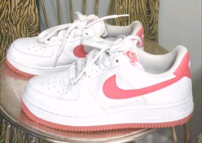 Womens Pink and White Air Force Ones - Thumbnail 5
