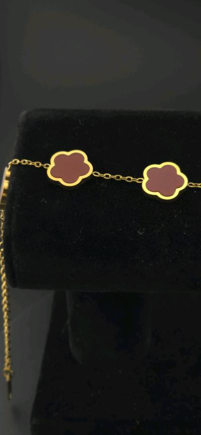 clover bracelet stainless steel 18 k plated - Thumbnail 3