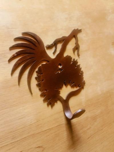 4 Rustic Metal Wall Hooks With Pinecone Decor