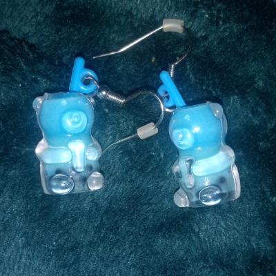 blue Boba bear earrings never worn