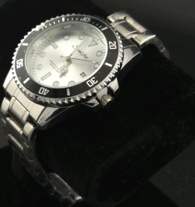 watch stainless steel silver n black for men - Thumbnail 4