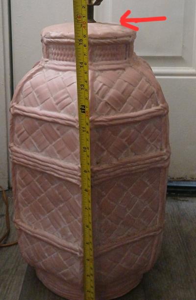 Ceramic BasePink Lamp with Carving Lines looks like a Basket - Thumbnail 2