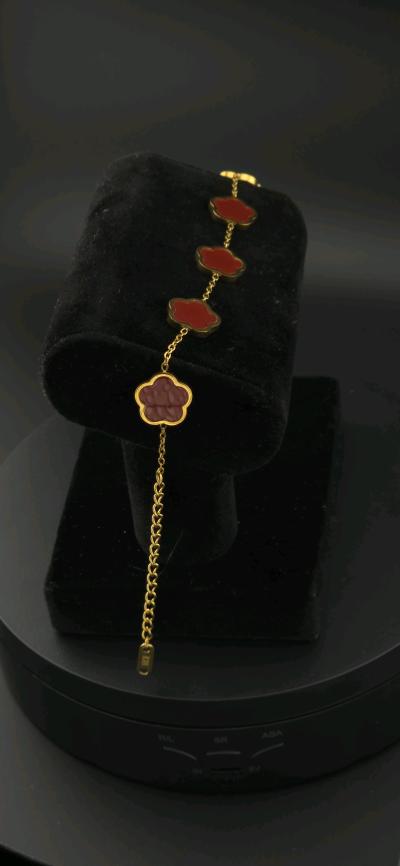 clover bracelet stainless steel 18 k plated - Thumbnail 4