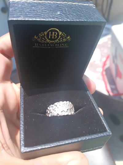 NATURAL DIAMOND sterling silver nugget ring - Thumbnail 6