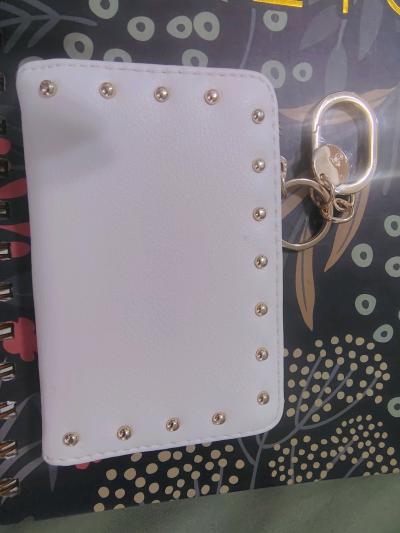 This is a white Victorias Secret foldover card case keychain - Thumbnail 6
