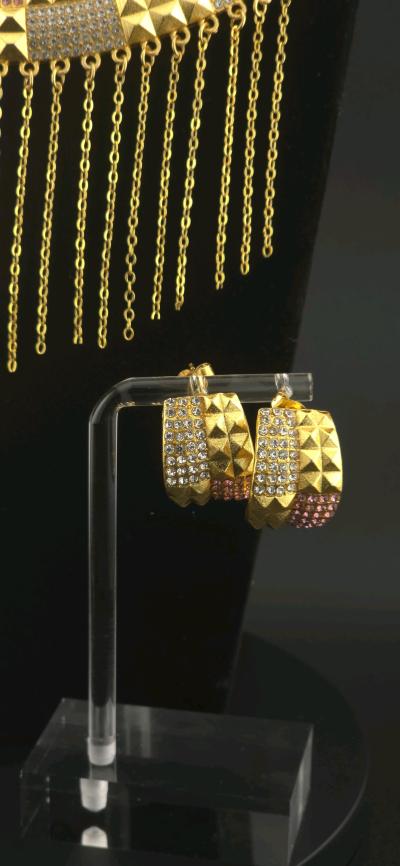 Womens Frange Set pink  gold tones - Thumbnail 2