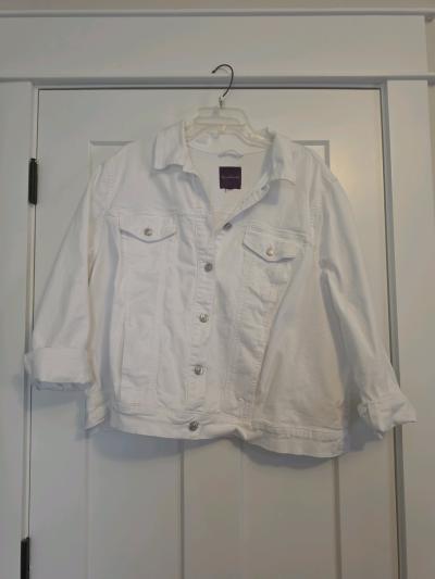 Womens 3X White Denim Jacket