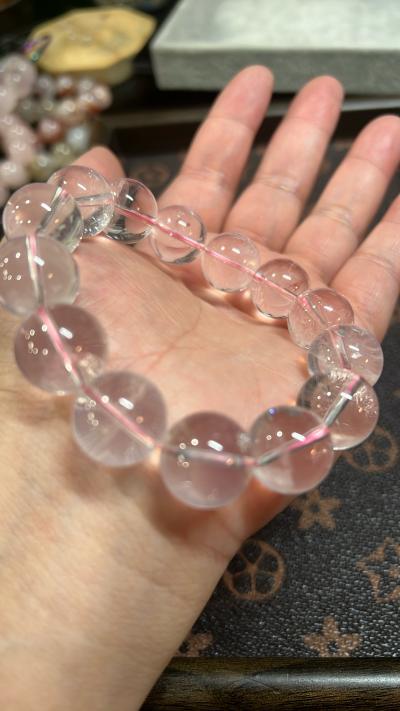 Natural SixPointed Star Rose Quartz Stretch Bracelet 18mm