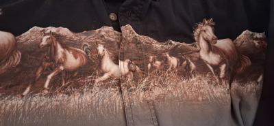 Mens Western Wead B ig  Bri x le Horse Print Button up Shirg - Thumbnail 2