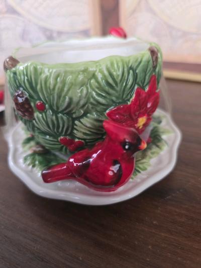 Corner Ruby cardinal teacup  saucer with a spoon new 3 x 45 - Thumbnail 7
