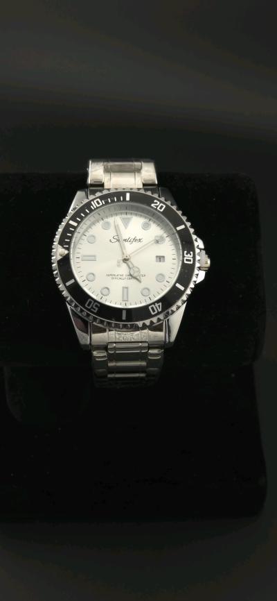 watch stainless steel silver n black for men - Thumbnail 3
