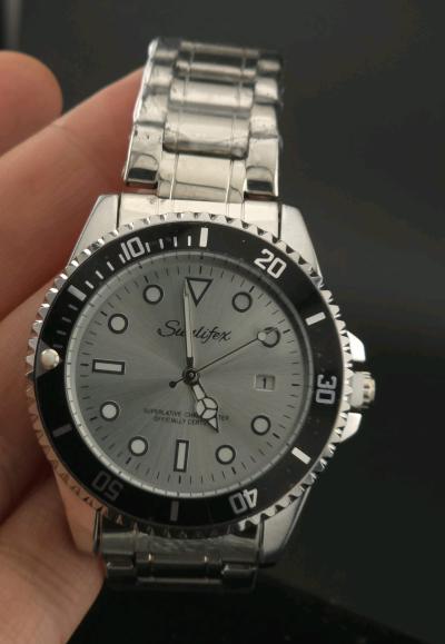 watch stainless steel silver n black for men - Thumbnail 5