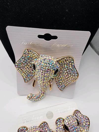 Elephant Brooch and Earrings Set - Thumbnail 2
