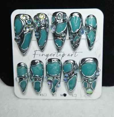 Handmade 3DFuturistic Press on Nails Sized Medium