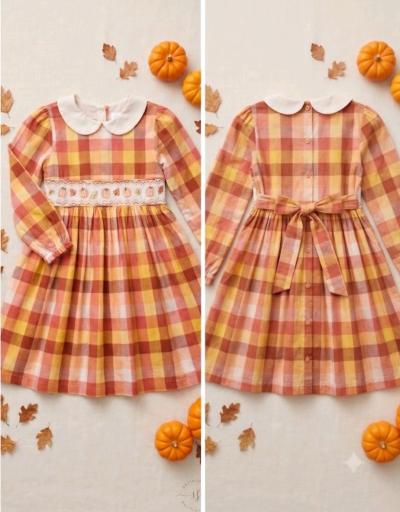 Adorable Fall Smocked Pumpkin Plaid Dress