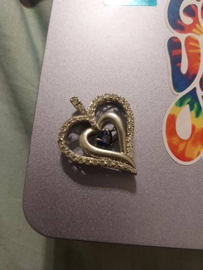 Silver Heart Pendant with an infinity sapphire stone - Thumbnail 4