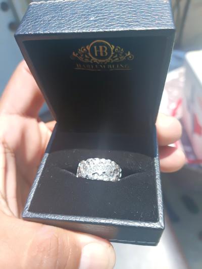NATURAL DIAMOND sterling silver nugget ring