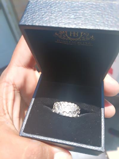 NATURAL DIAMOND sterling silver nugget ring - Thumbnail 3
