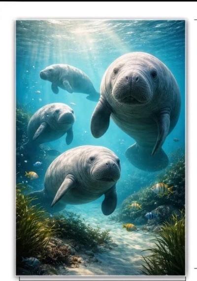 Hand Towel with Manatees
