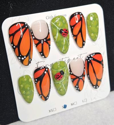 Handmade 3D Butterfly Press on Nails Sized Small