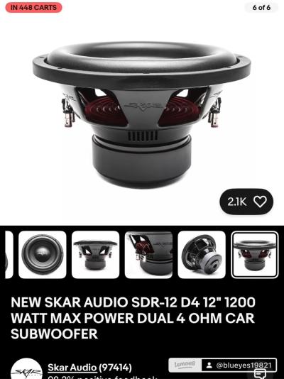 12 inch skar sub and skar amp and bass knob - Thumbnail 3