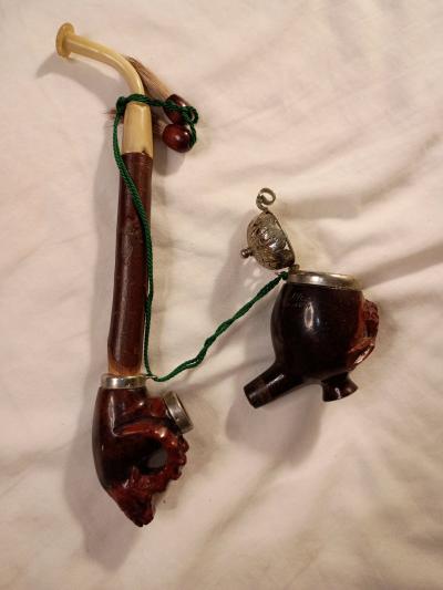 handcarved antique 100plus year old swiss style Jaeger pipe - Thumbnail 2
