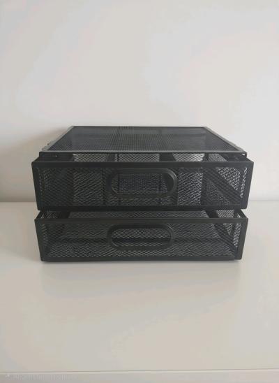 Black Mesh Monitor Stand with 2 Storage Drawers