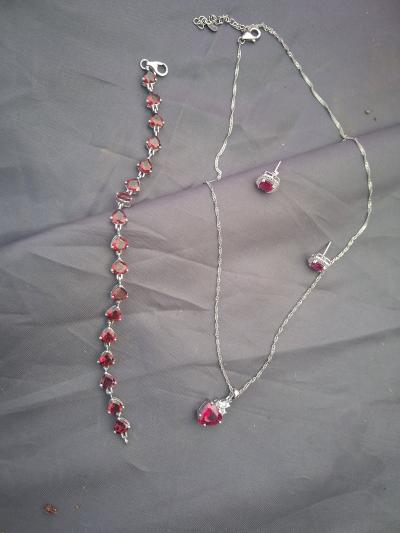 Vintage 925 Sterling Silver Created Ruby Heart  Halo Jewelry - Thumbnail 5
