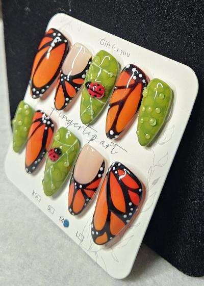 Handmade 3D Butterfly Press on Nails Sized Medium - Thumbnail 2