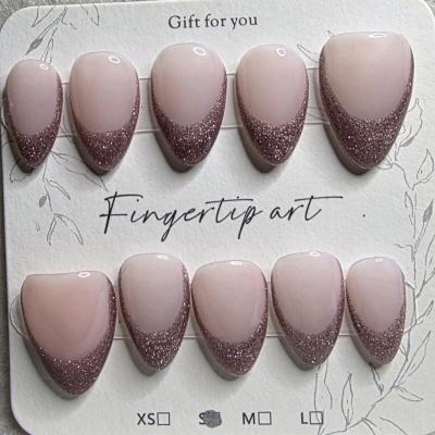 Handmade Cateye Frech Tip Nails Sized Small