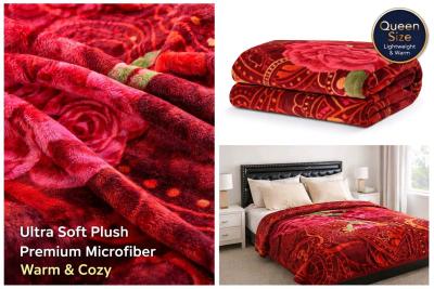 ULTRA SOFT PLUSH MICROFIBER BLANKET RED - Thumbnail 4