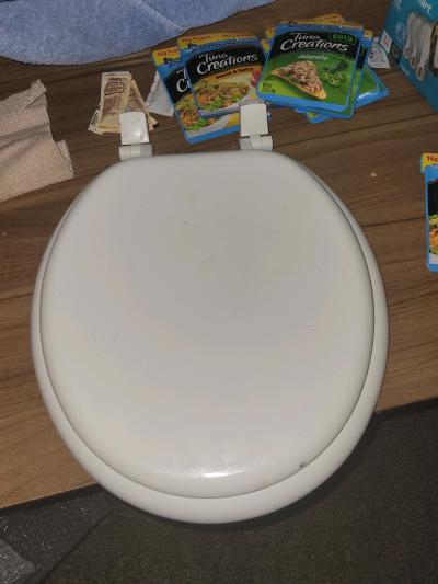 toilet seat clean and white no stains hard material - Thumbnail 3