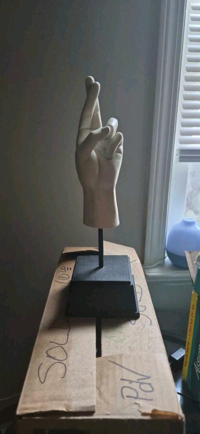 Fingers crossed statue homemade heavy
