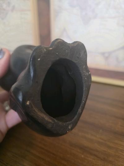 Vintage Pottery  SITTING BLACK CAT  55 yellow eyes - Thumbnail 5
