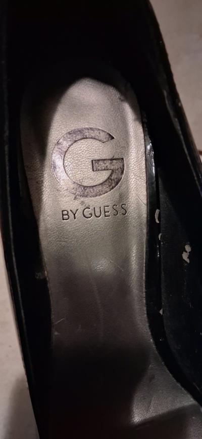 GUESS WOMENZ BLACK PATENT LEATHER HIGH HEELS SZE 9 - Thumbnail 5