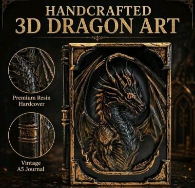 Handmade 3D Dragon Relief Embossed Resin Cover A5 Sketchbook - Thumbnail 7
