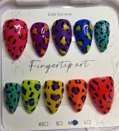 Handmade Lisa Frank Leopard Print Nails - Thumbnail 2