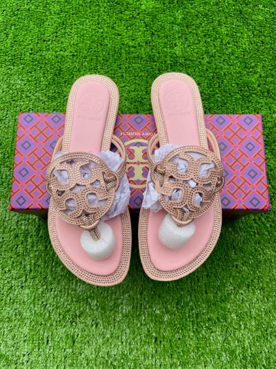 Tory Burch Miller Studded Thong Sandals  Silver