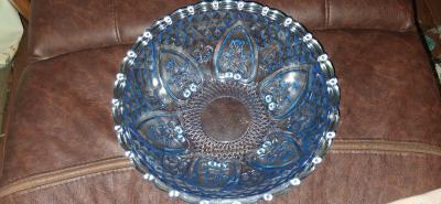 KIG blue pressed glass bowl