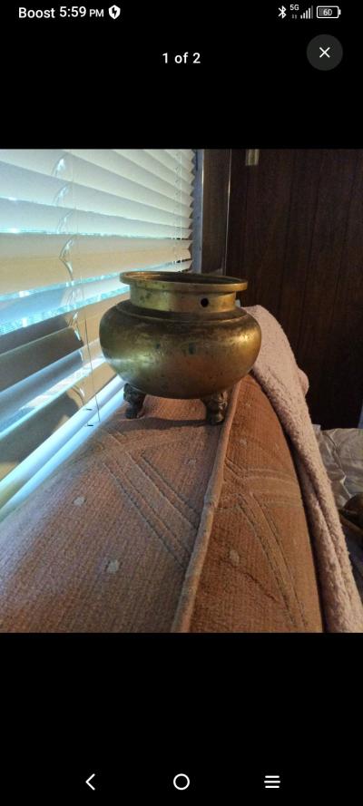 Vintage Brass Tripod Censer Incense Burner