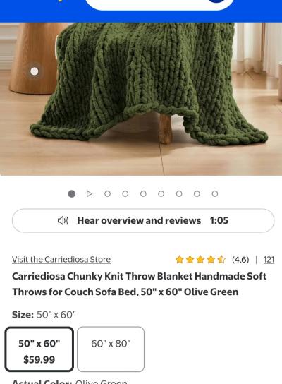Chunky Knit Blanket Green 50x60 Inches NIB - Thumbnail 2