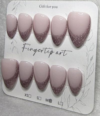 Handmade Cateye French Tip Nails Sized Medium - Thumbnail 2