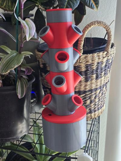 red and gray 4 tier hydroponic tower kit - Thumbnail 2
