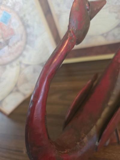 Vintage Metal Swan Statue 10 x 95 in pounded metal - Thumbnail 2