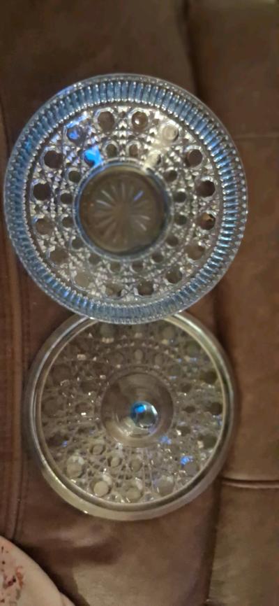 candy dish with lid blue