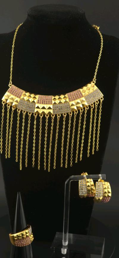 Womens Frange Set pink  gold tones