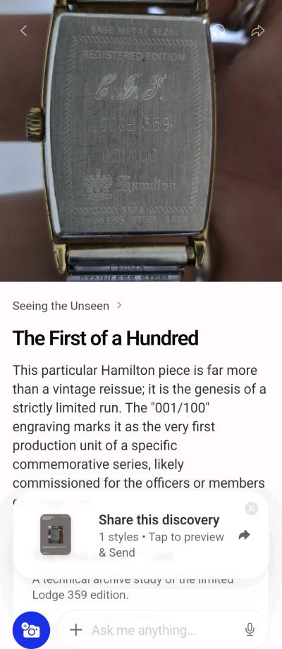 001 out of a hundred made hamilton masonic freemason watch - Thumbnail 5